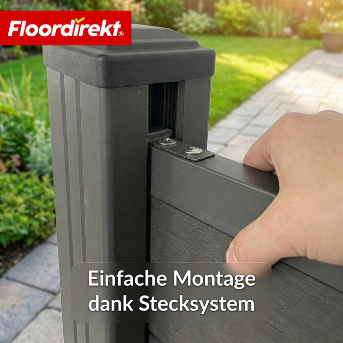 FLOORDIREKT Sichtschutzzaun Ponza - Flexibel & individuell aufbaubar - Aus hochwertigem WPC-Material - 180 x 180