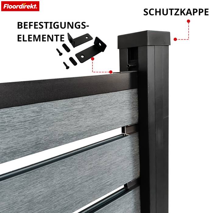 FLOORDIREKT Sichtschutzzaun Elba - Flexibel & individuell aufbaubar - Aus hochwertigem WPC-Material - 180 x 180