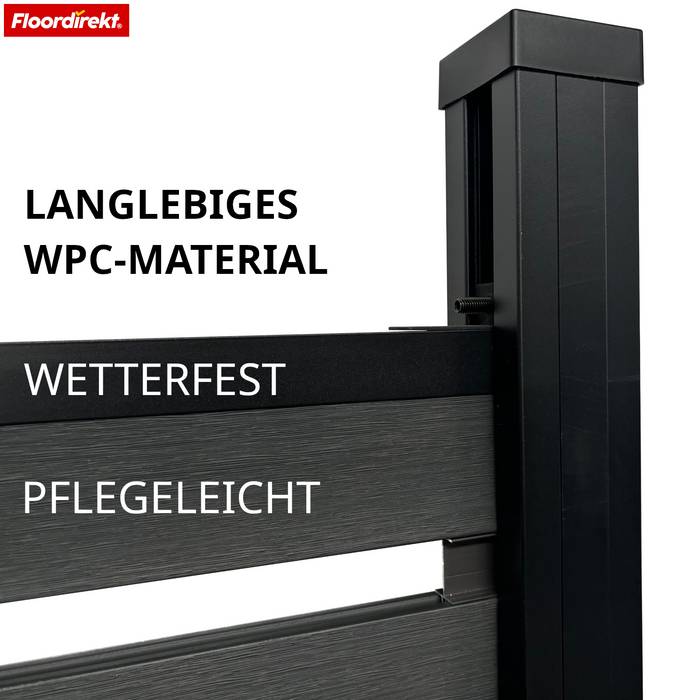 FLOORDIREKT Sichtschutzzaun Capri - Flexibel & individuell aufbaubar - Aus hochwertigem WPC-Material - 180 x 180