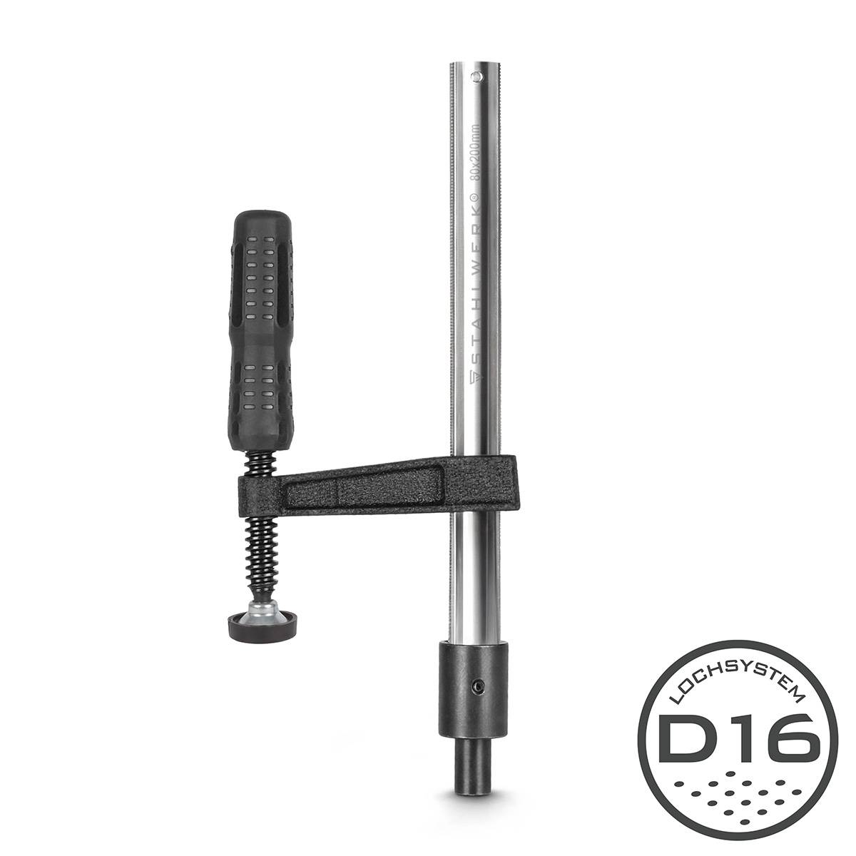 STAHLWERK Schraubzwinge für Schweißtische 80 x 200 mm D 16 Lochsystem