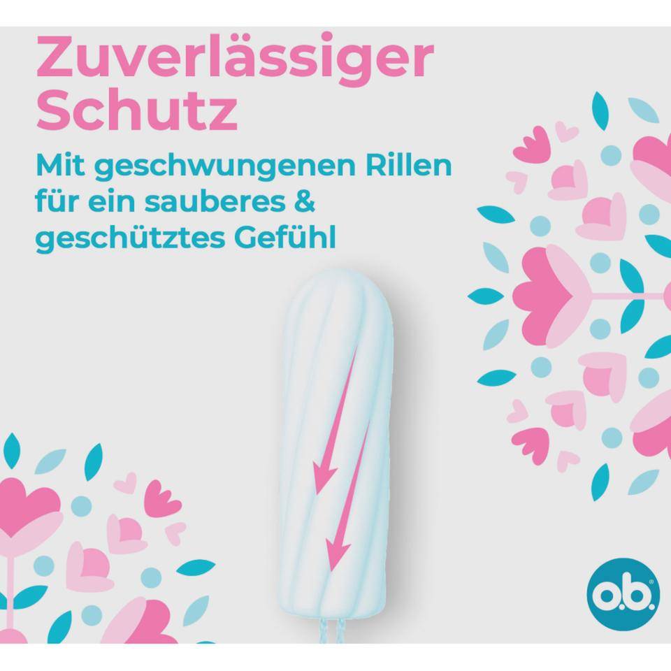 o.b.® Tampons normal, zuverlässiger Schutz, Wattefasern, 32/Pack, 7 Packungen/VE