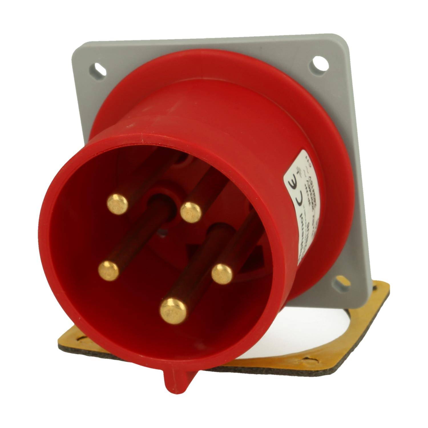 Amphenol 32 Ampere CEE Einbausteckverbinder 5-polig (3P+N+PE) Stift, Kodierung 6h rot 200/346V bis 240/415V Frequenz 50