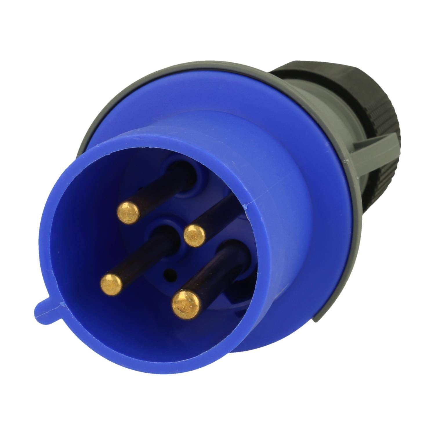 Amphenol 32 Ampere CEE Steckverbinder 4-polig (3P+PE) Stift, Kodierung 9h blau 200/250V Frequenz 50 und 60Hz - 1 Stück