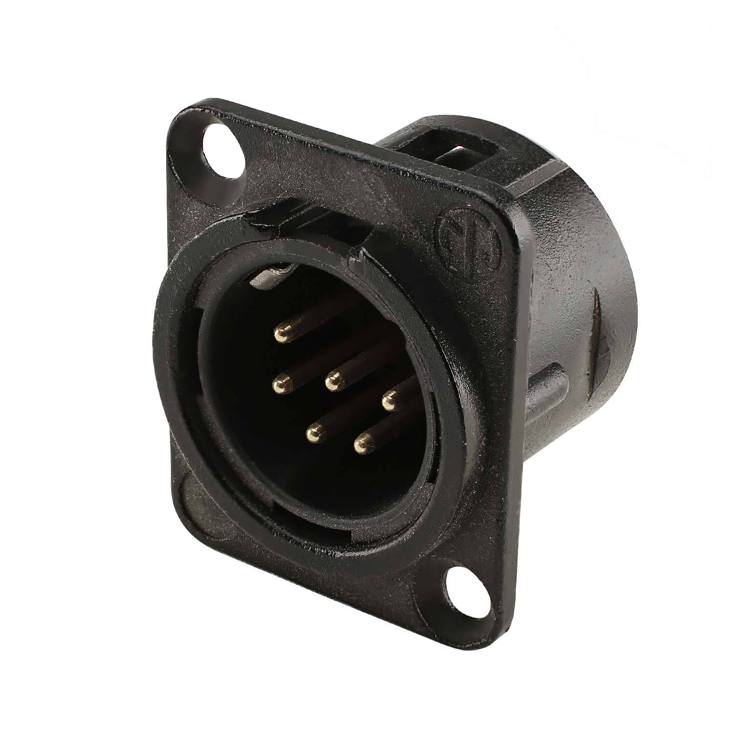 NEUTRIK® XLR, 6-pol , Metall-, Löttechnik-Einbaustecker, vergoldete(r) Kontakt(e), Type D, schwarz