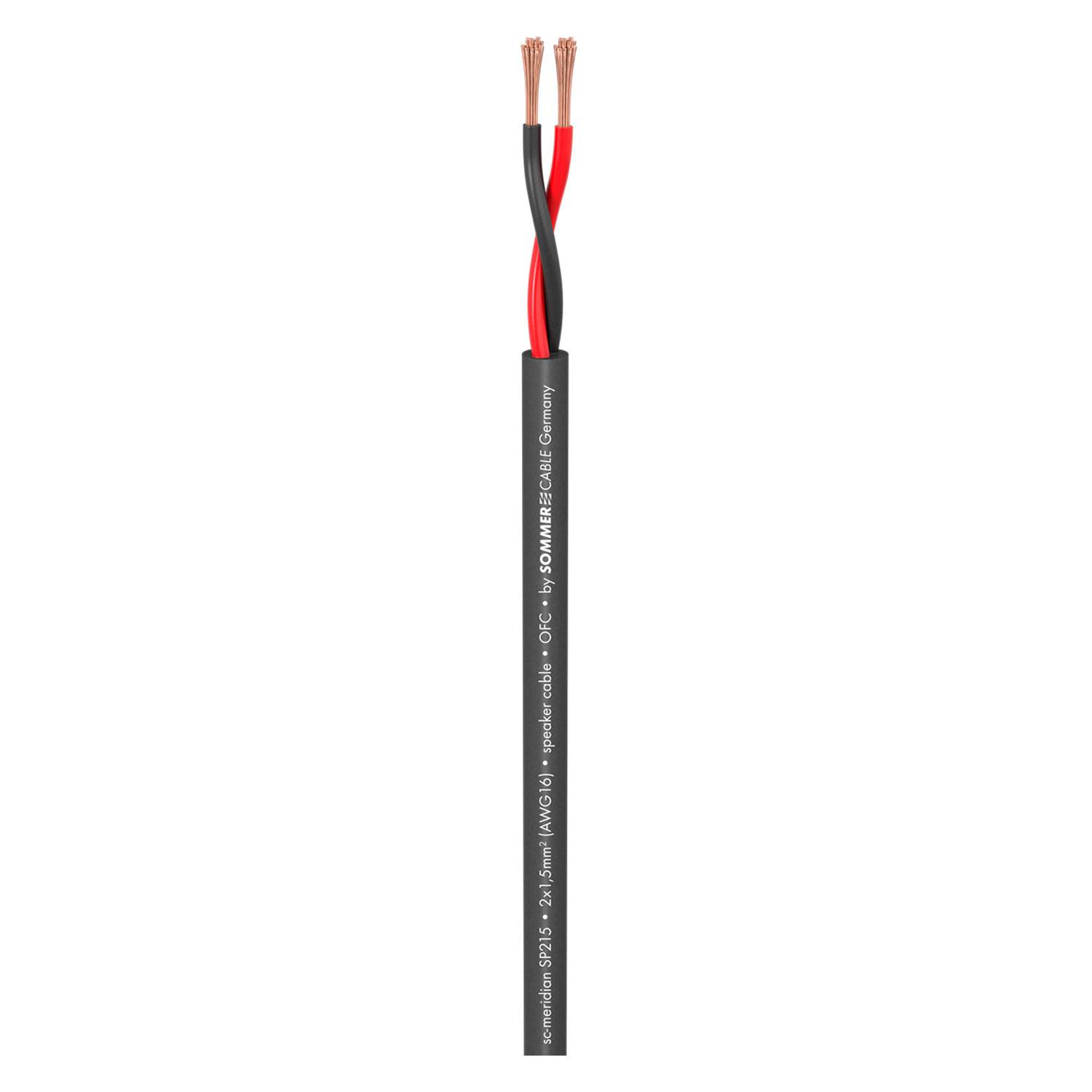 Lautsprecherkabel Meridian Mobile SP215; 2 x 1,50 mm²; PVC Ø 6,80 mm; schwarz