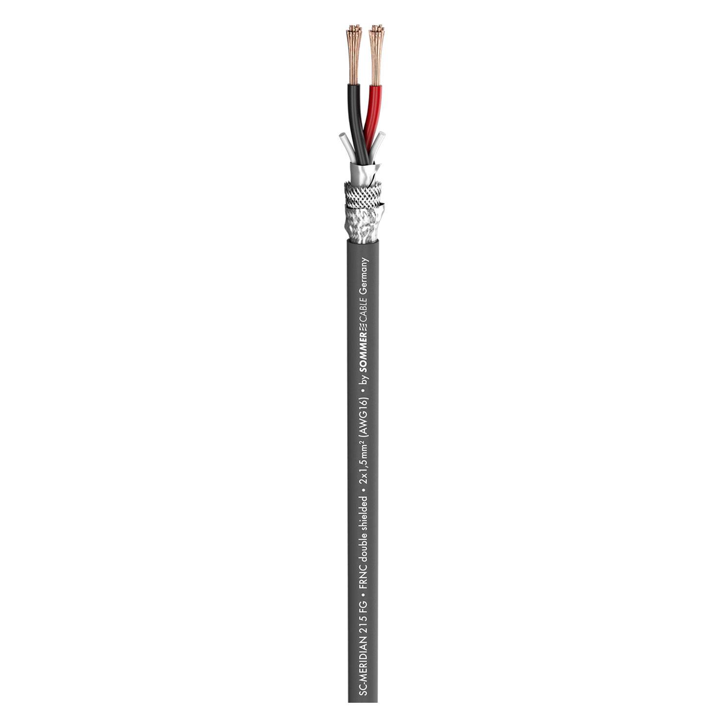 Lautsprecherkabel Meridian Install SP215; 2 x 1,50 mm²; FRNC, geschirmt Ø 8,00 mm; grau