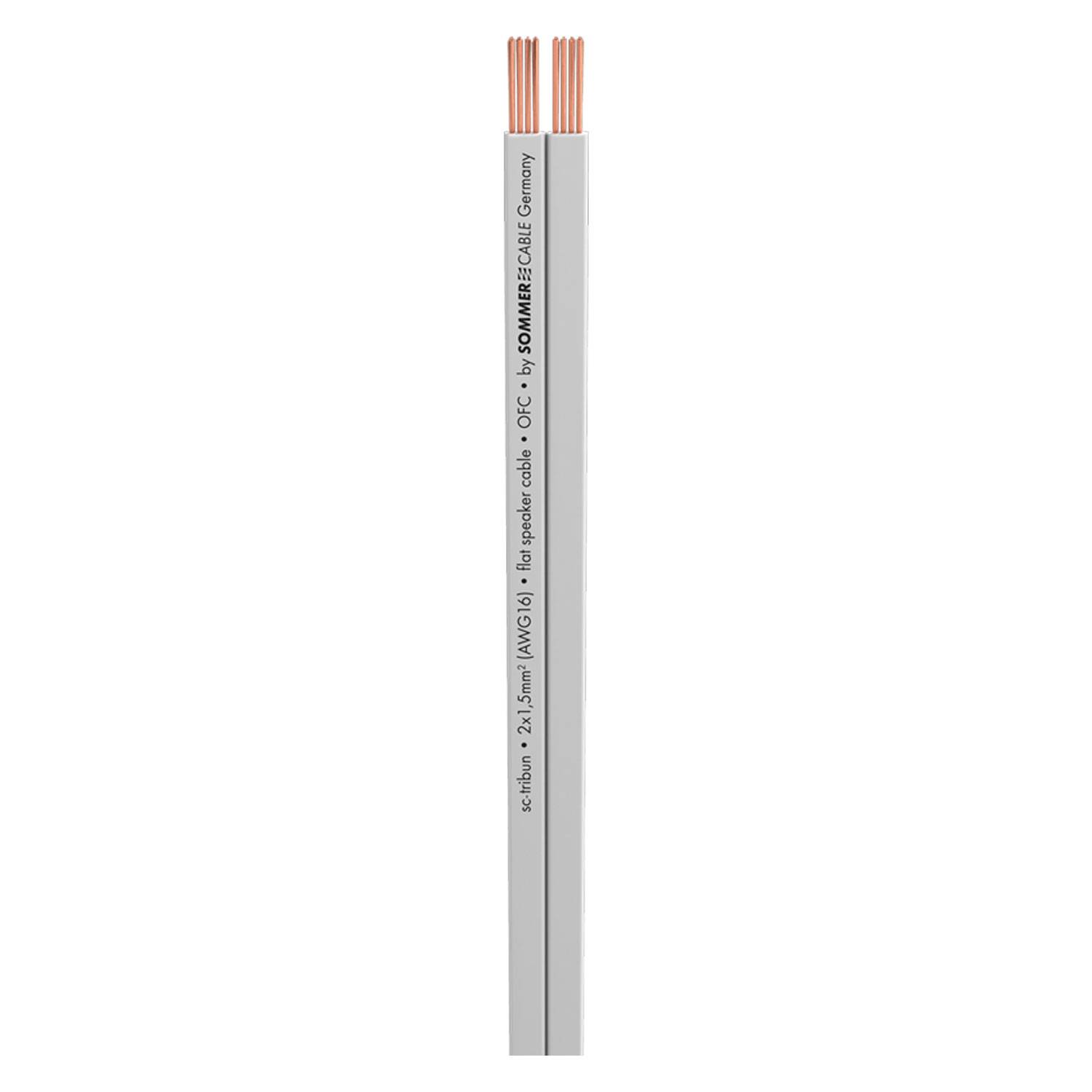 Lautsprecherkabel SC-Tribun, Flat-Design; 1 x 2 x 1,50 mm²; PVC; 12,8 x 2,4 mm; weiß