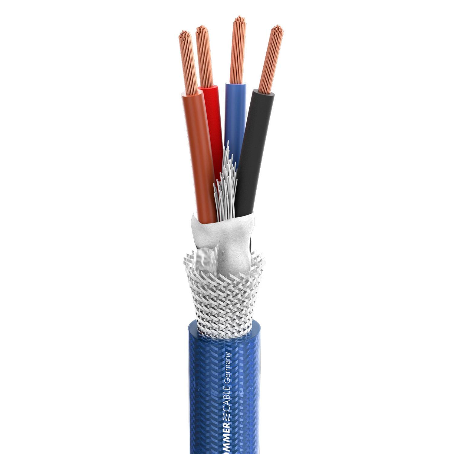 Lautsprecherkabel HighEnd, 100% geschirmt SC-Quadra Blue; 4 x 4,00 mm²; PVC Ø 15,50 mm; blau