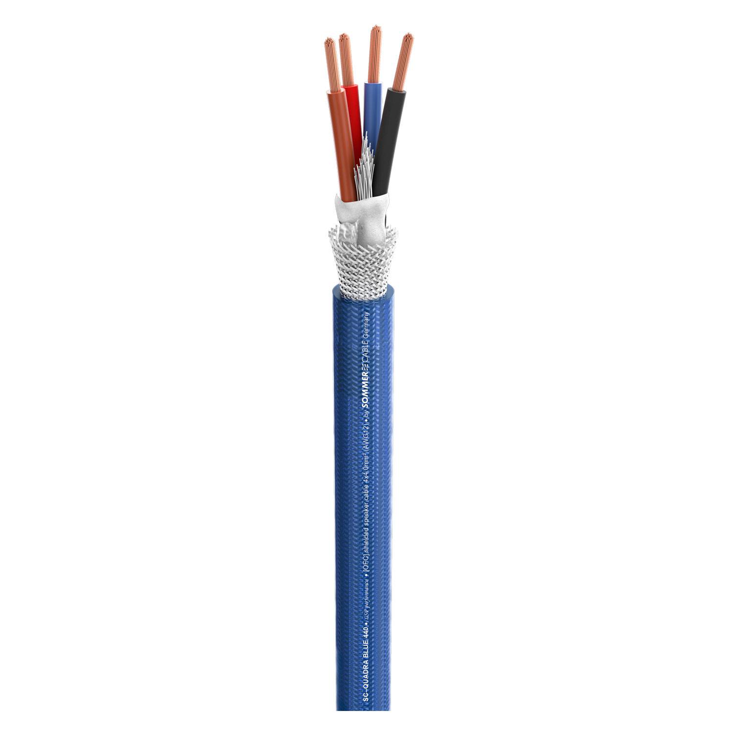 Lautsprecherkabel HighEnd, 100% geschirmt SC-Quadra Blue; 4 x 4,00 mm²; PVC Ø 15,50 mm; blau