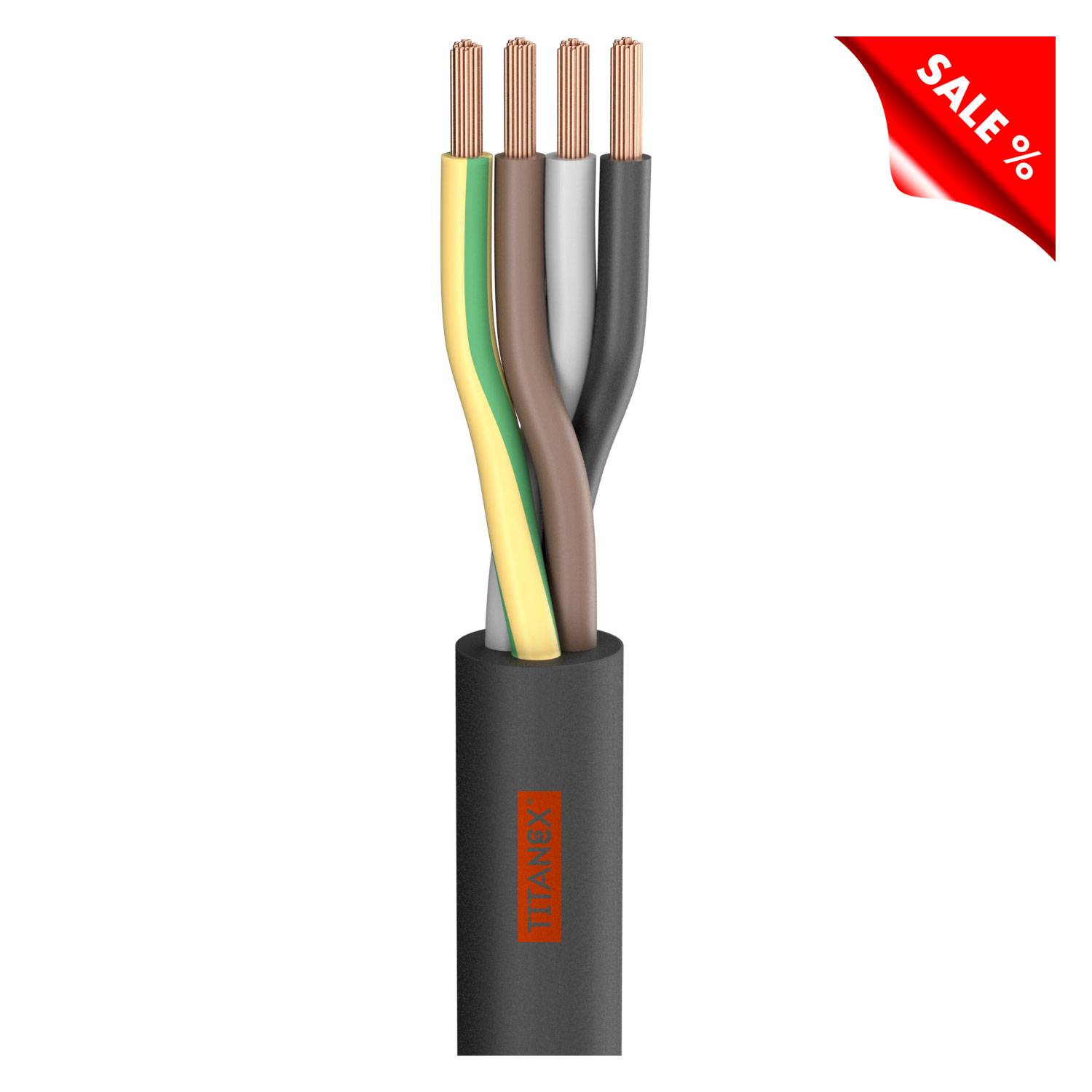 Gummischlauchleitung Titanex; 4 x 2.50 mm²; Gummi, Ø 14,00 mm; schwarz