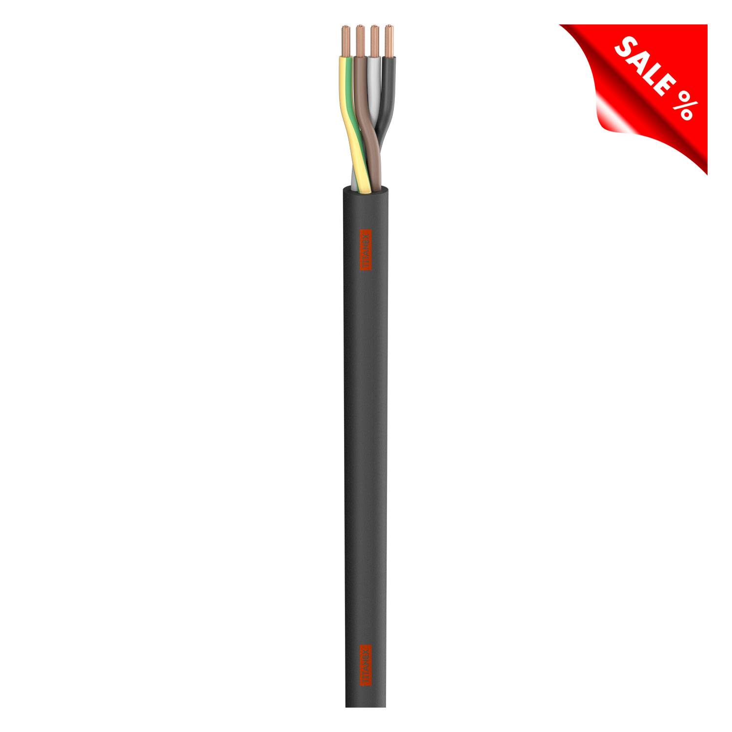 Gummischlauchleitung Titanex; 4 x 2.50 mm²; Gummi, Ø 14,00 mm; schwarz