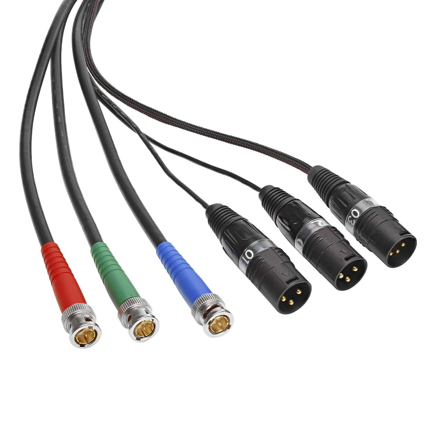 Hybrid Kabel | 3 x BNC + 2 x XLR 3-pol + XLR 4-pol male / 3 x BNC + 2 x XLR 3-pol + XLR 4-pol female, HICON