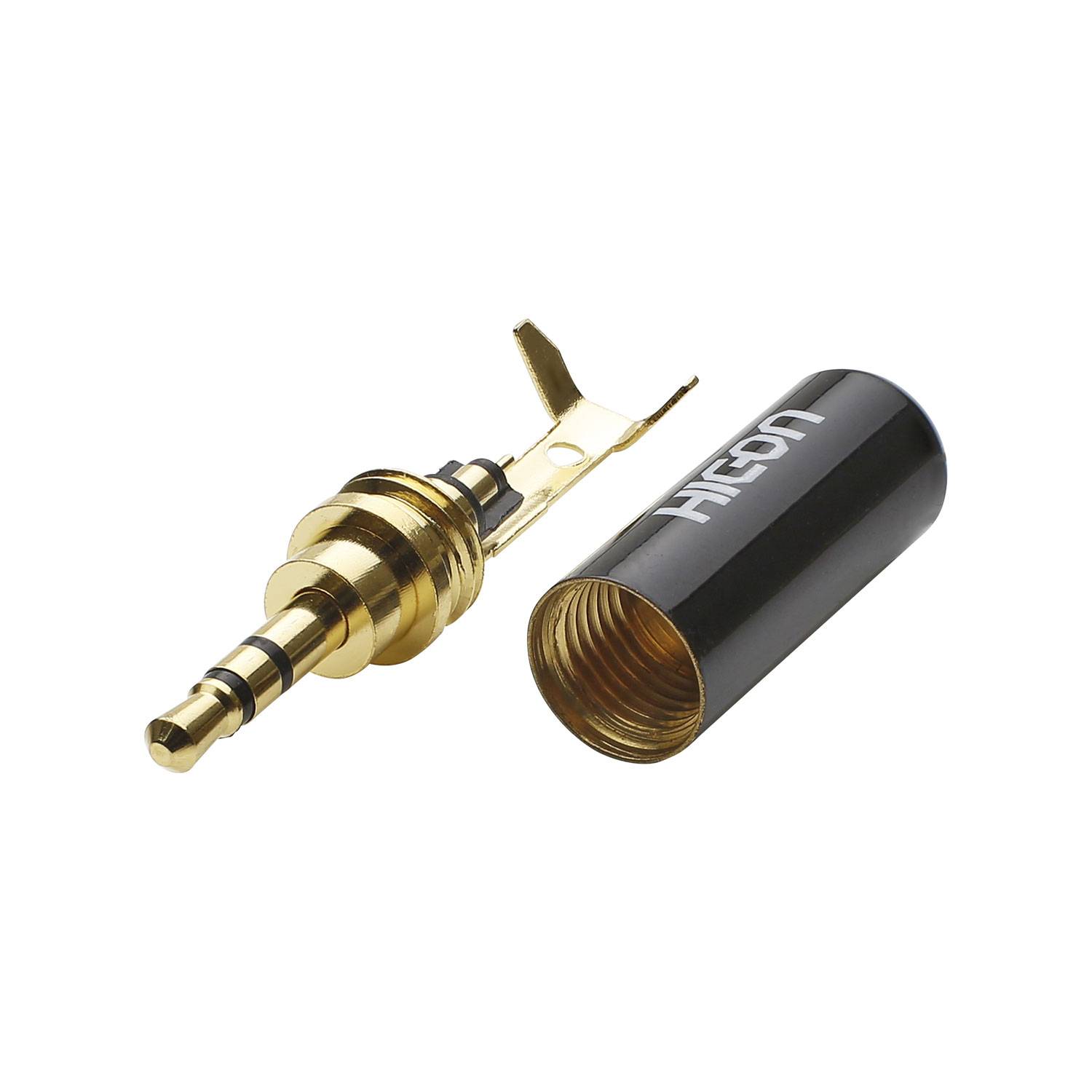 HICON Klinke (2,5mm) 3-pol Metall-Stecker, gerade, schwarz