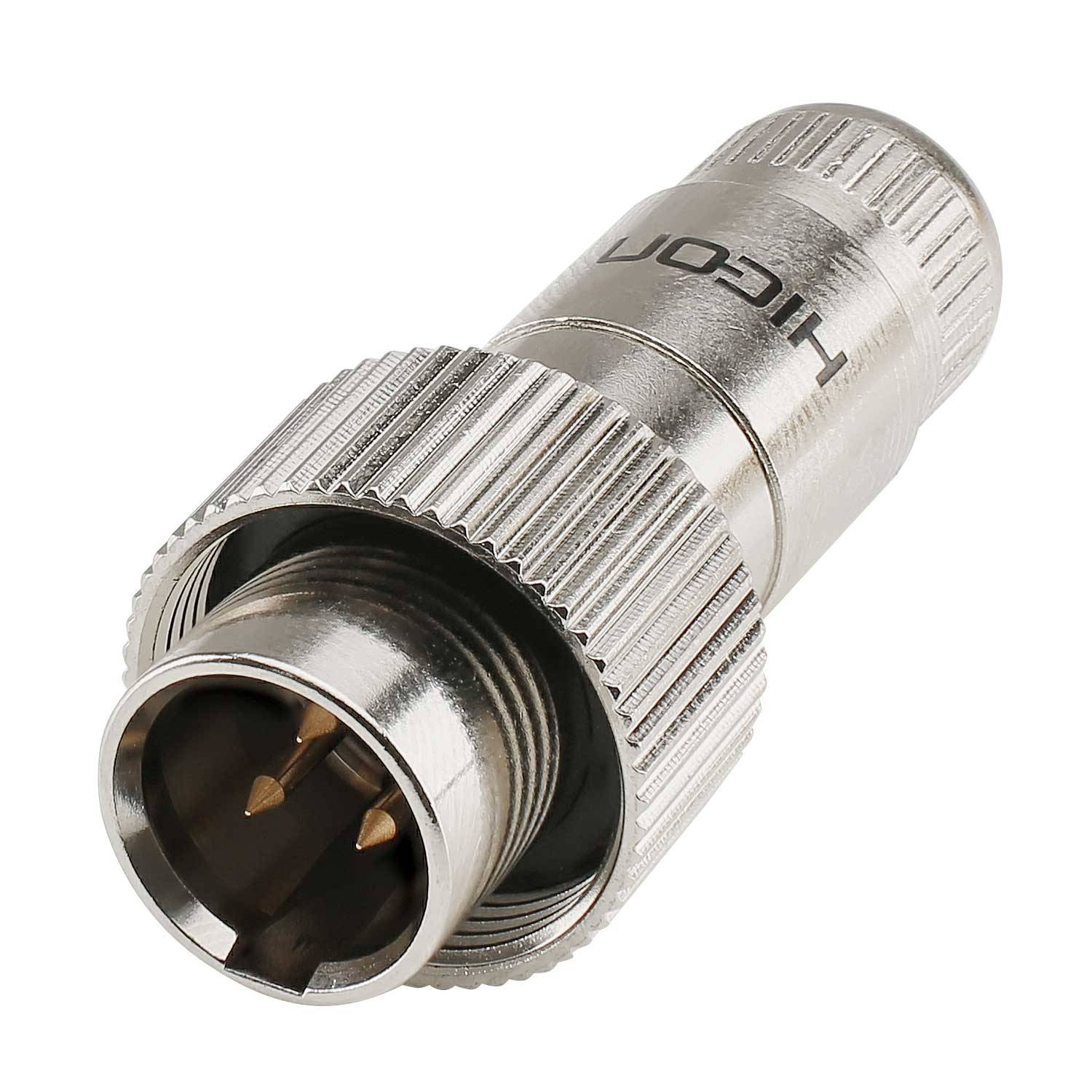 HICON MINI-XLR, IP67 & EXTRA ROBUST, IP67 , 3-pol , Stahlgehäuse-stecker, vergoldete(r) Kontakt(e), gerade, nickel