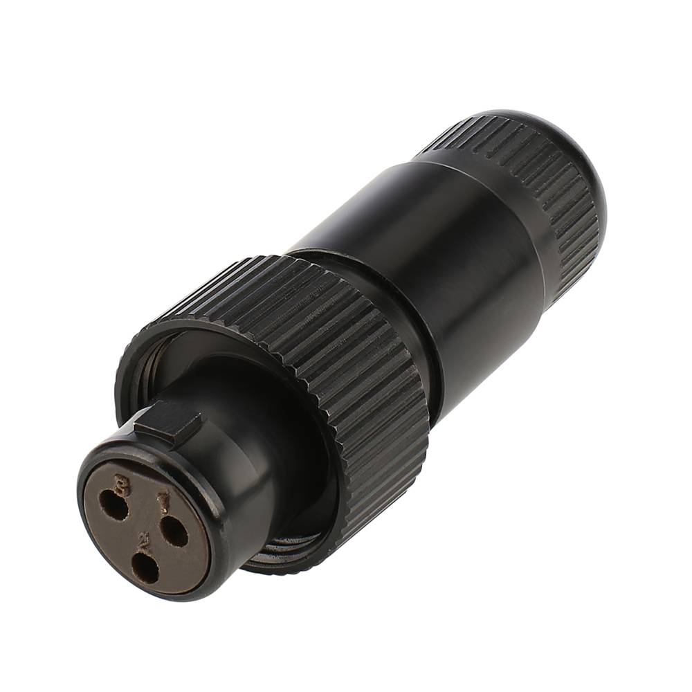 HICON MINI-XLR, IP67 & EXTRA ROBUST, IP67 , 3-pol , Stahlgehäuse-buchse, vergoldete(r) Kontakt(e), gerade, schwarz