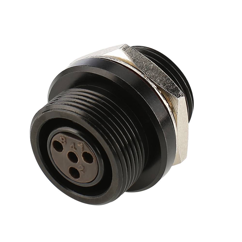 HICON Mini-XLR, IP67 , 4-pol , Metall-, Löttechnik-Einbaubuchse, vergoldete(r) Kontakt(e), Gewinde 10,9 mm, schwarz