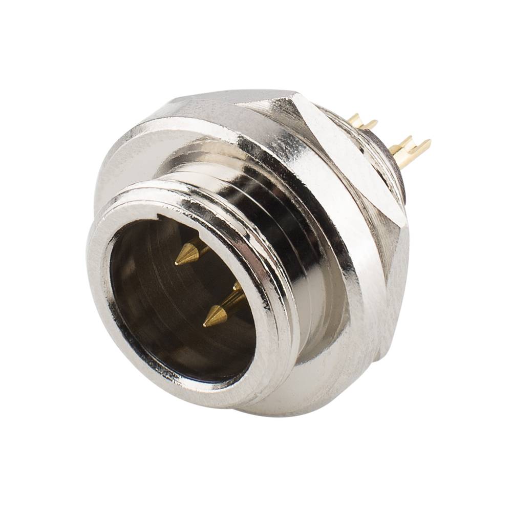 HICON Mini-XLR, IP67 , 3-pol , Metall-, Löttechnik-Einbaustecker, vergoldete(r) Kontakt(e), Gewinde 10,9 mm, nickel