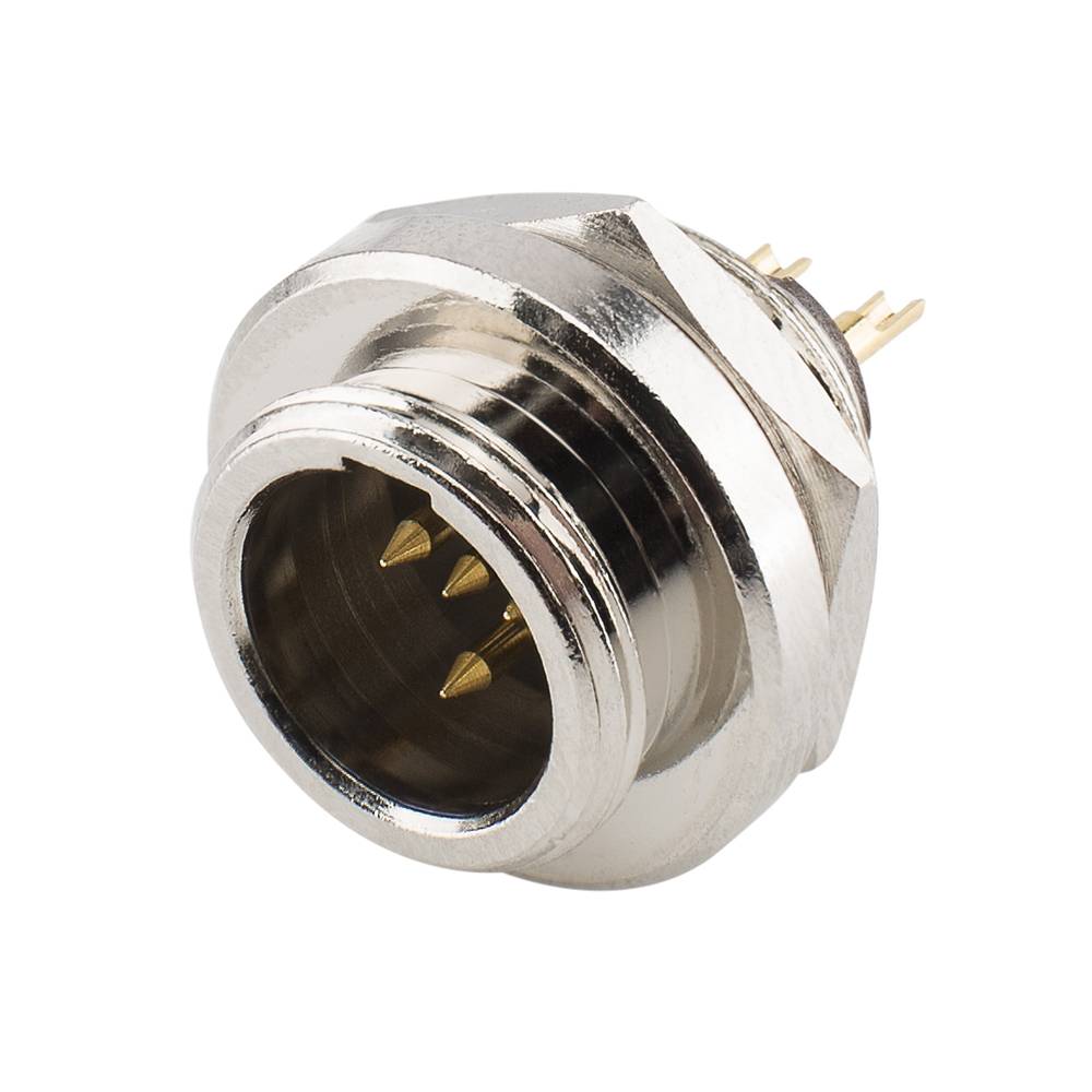 HICON Mini-XLR, IP67 , 4-pol , Metall-, Löttechnik-Einbaustecker, vergoldete(r) Kontakt(e), Gewinde 10,9 mm, nickel