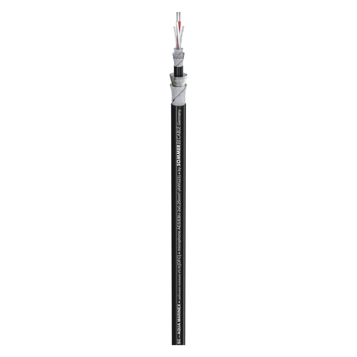 Mikrofonkabel AES/EBU SC-AQUA MARINEX MIKRO 25; 2 x 0,25 mm²; PUR-SR Ø 7,50 mm; schwarz