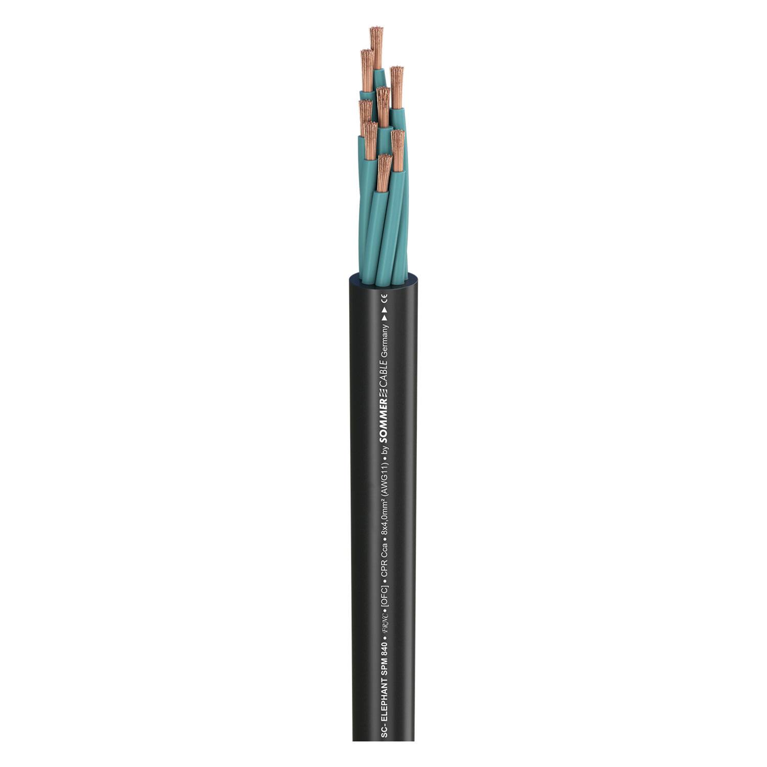Lautsprecherkabel Elephant Robust SPM840 CPR; 8 x 4,00 mm²; FRNC Ø 16,40 mm; 52 Ω; schwarz; Cca