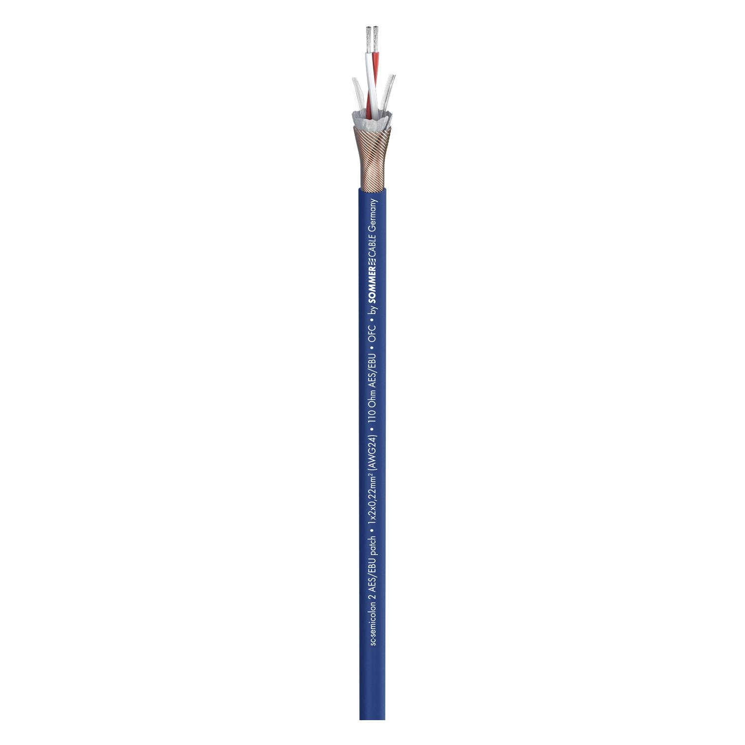 DMX SC-Semicolon 2 AES/EBU; 2 x 0,22 mm²; PVC Ø 5,00 mm; blau