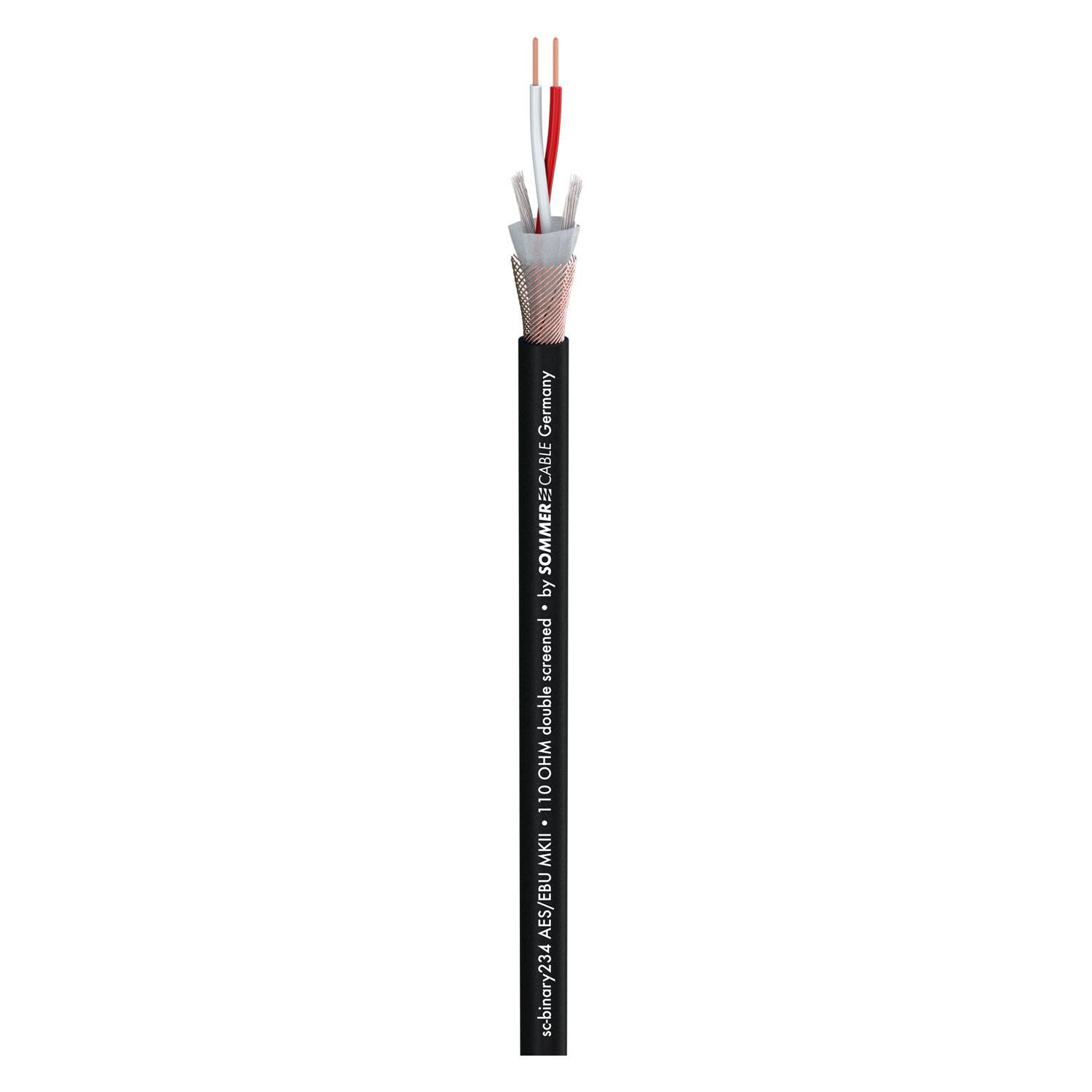 DMX Binary 234 AES/EBU MKII; 2 x 0,34 mm²; PUR Ø 6,20 mm; schwarz