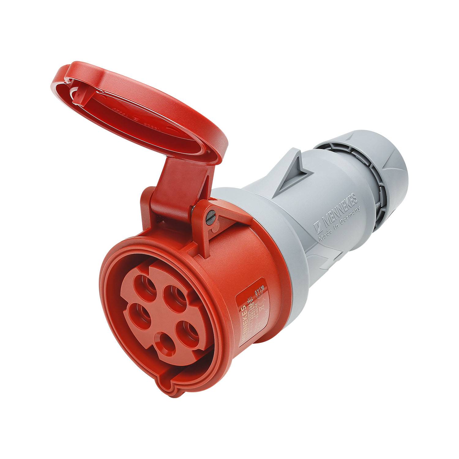 Mennekes CEE, 5-pol , Kunststoff-, Schraubkontakt-Kabelbuchse, vernickelte(r) Kontakt(e), gerade, max. 6 mm², rot