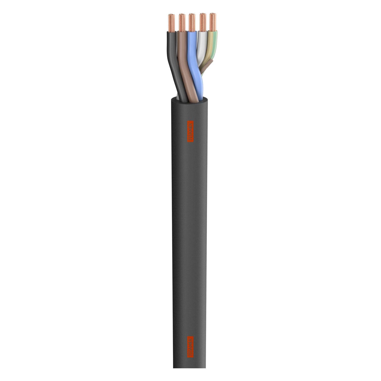 Gummischlauchleitung Titanex ®; 5 x 6.00 mm²; Gummi, Ø 19,50 mm; schwarz