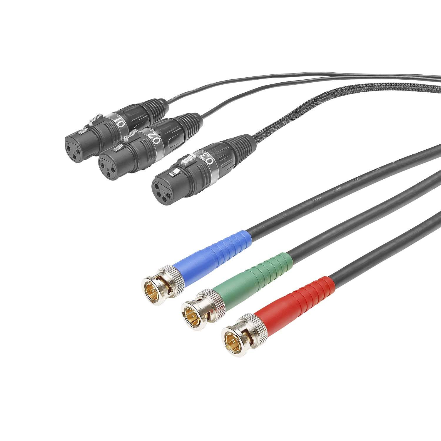 Hybrid Kabel | 3 x BNC + 2 x XLR 3-pol + XLR 4-pol male / 3 x BNC + 2 x XLR 3-pol + XLR 4-pol female, HICON