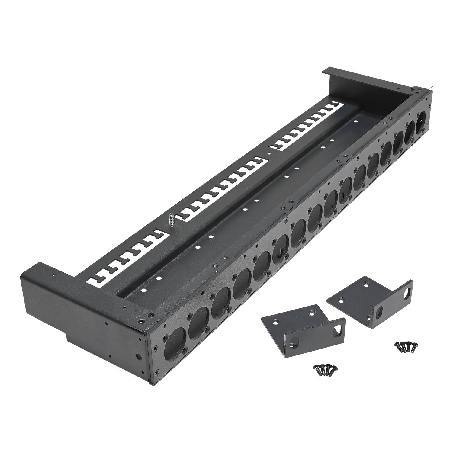 19" Panel 1 HE zur Aufnahme von 16 x D-Typ-Steckverbindern