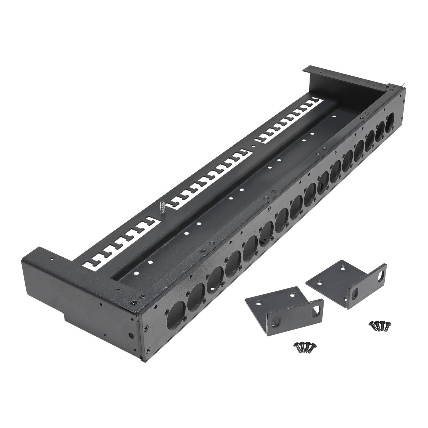 19" Panel 1 HE zur Aufnahme von 16 x D-Typ-Steckverbindern