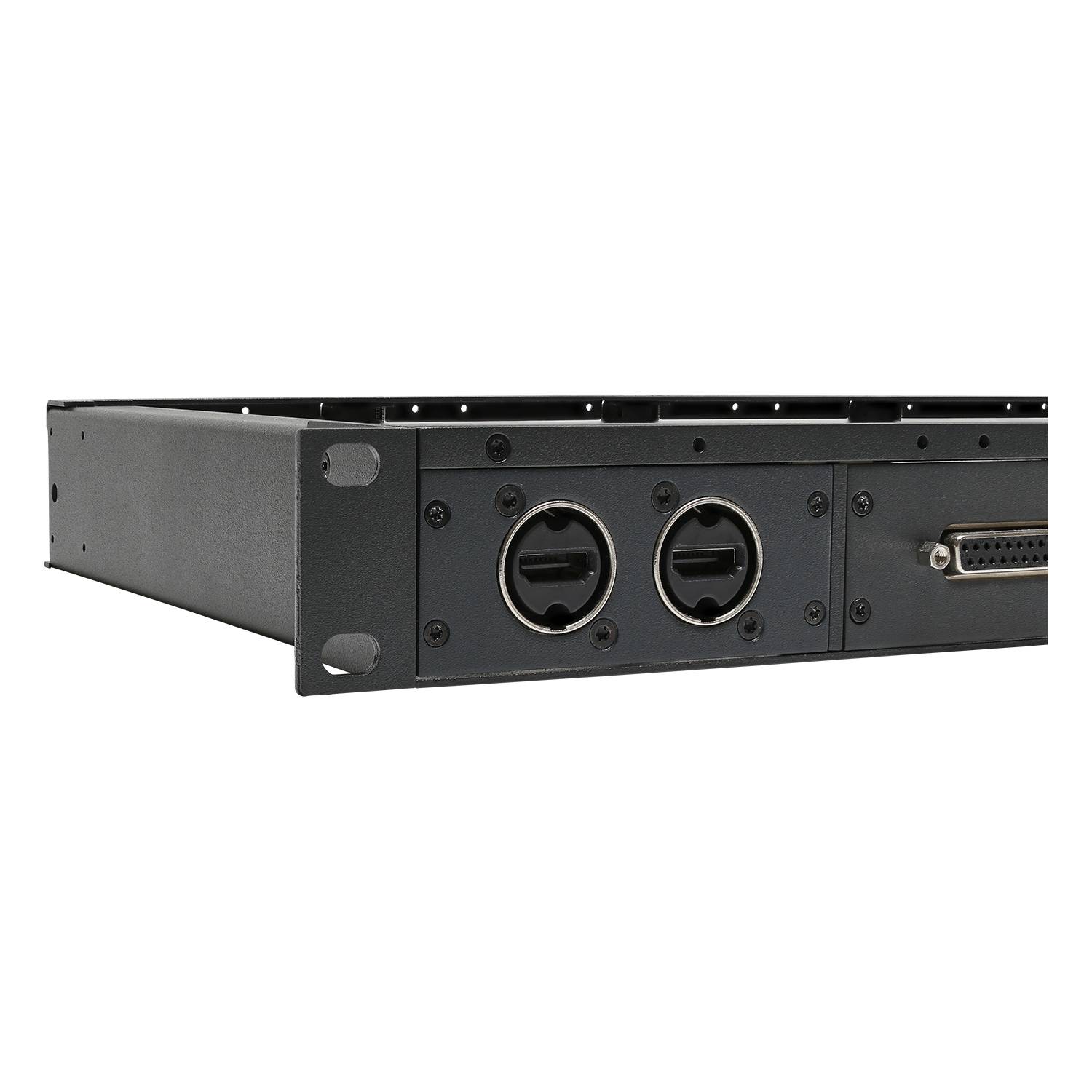 19" Panel für 5 x SYFB21/SYCFB21-Bleche auf Front- und Rückseite, 1 HE; Tiefe: 230 mm