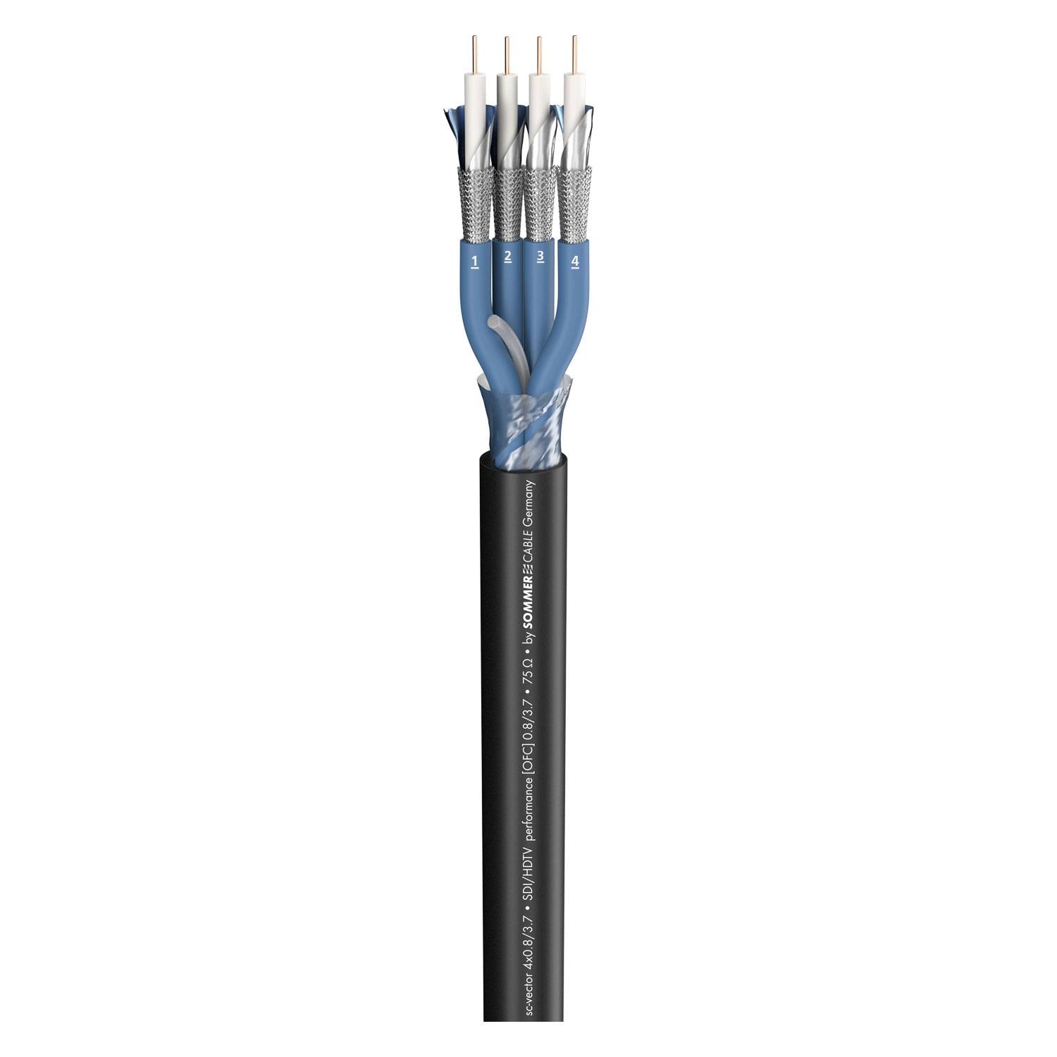 Videokabel SC-Vector (RCB); 4 x 0,80; PVC Ø 17,00 mm; 75 Ω; schwarz