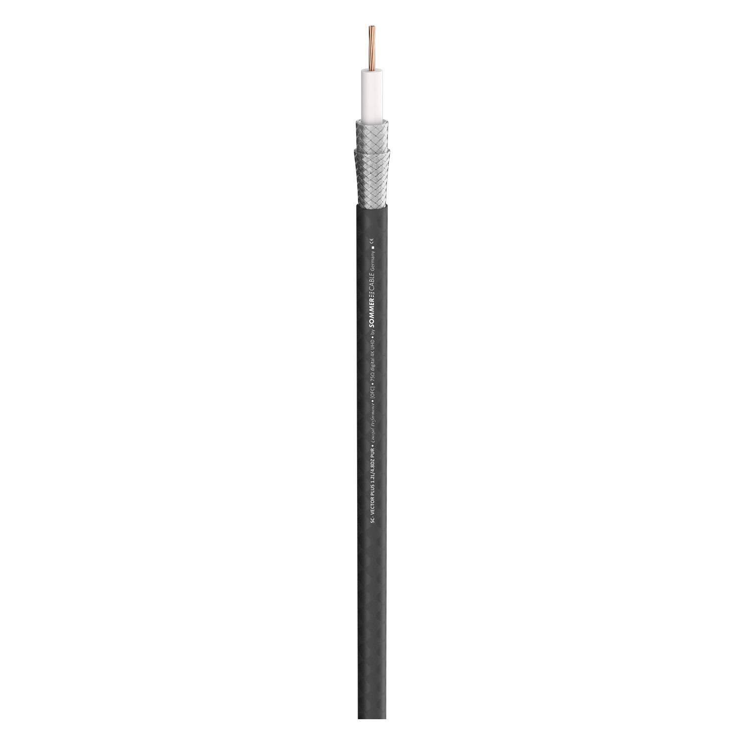Videokabel SC-Vector Plus DZ; 1 x 1,20; PUR Ø 7,10 mm; 75 Ω; schwarz