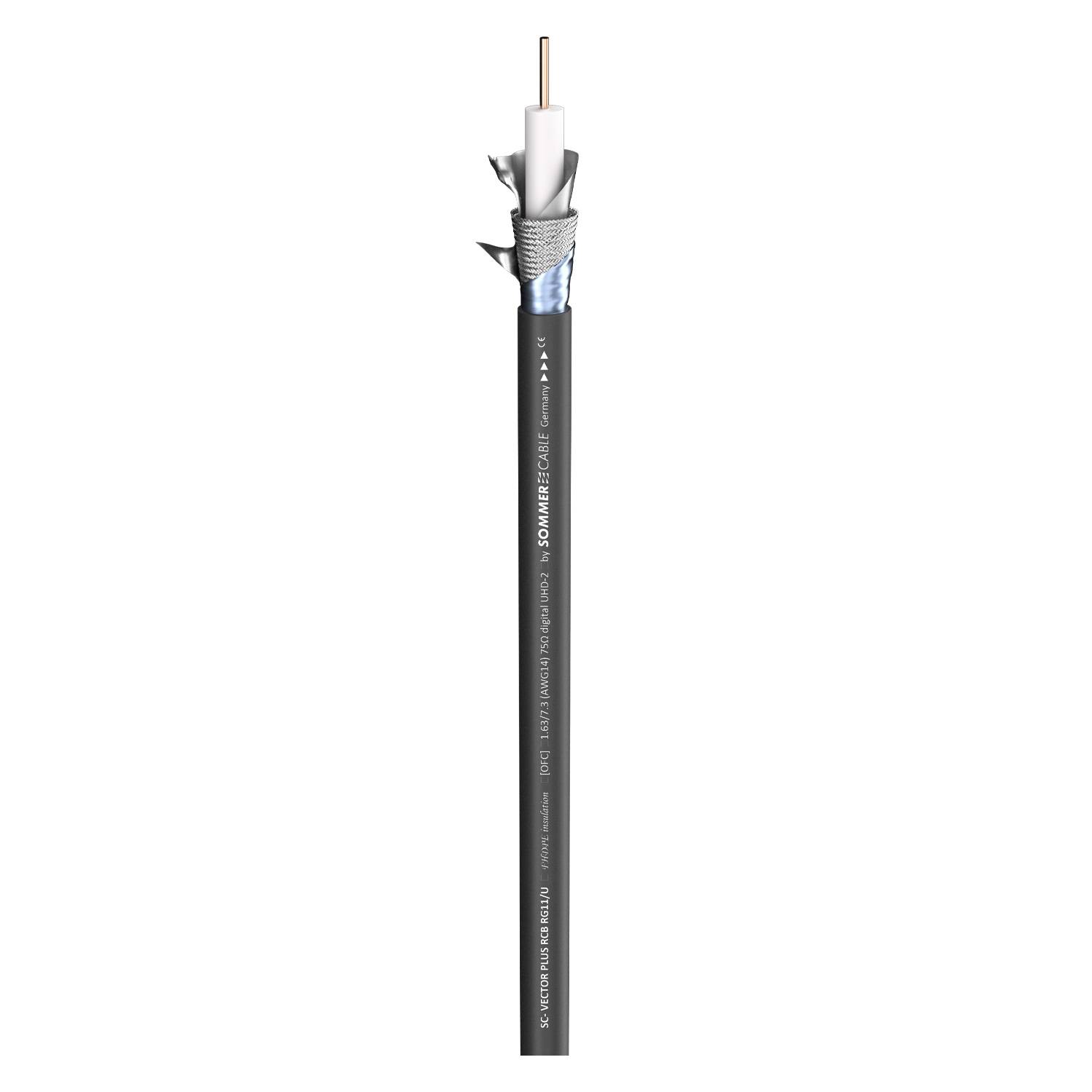 Videokabel (RG11/U) SC- Vector Plus RCB RG11/U; 1 x 1,63; PE Ø 10,10 mm; 75 Ω; schwarz
