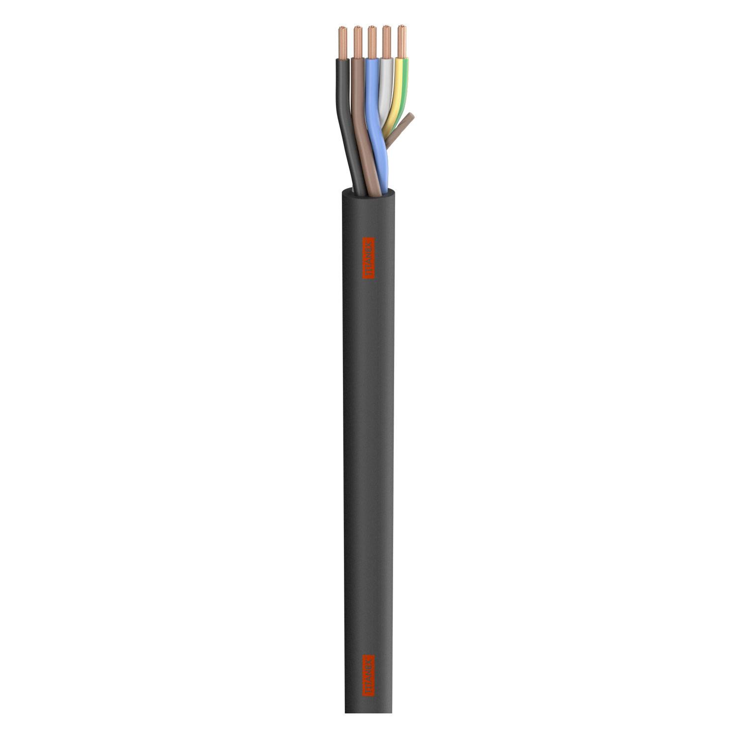 Gummischlauchleitung Titanex ®; 5 x 2.50 mm²; Gummi, Ø 15,00 mm; schwarz