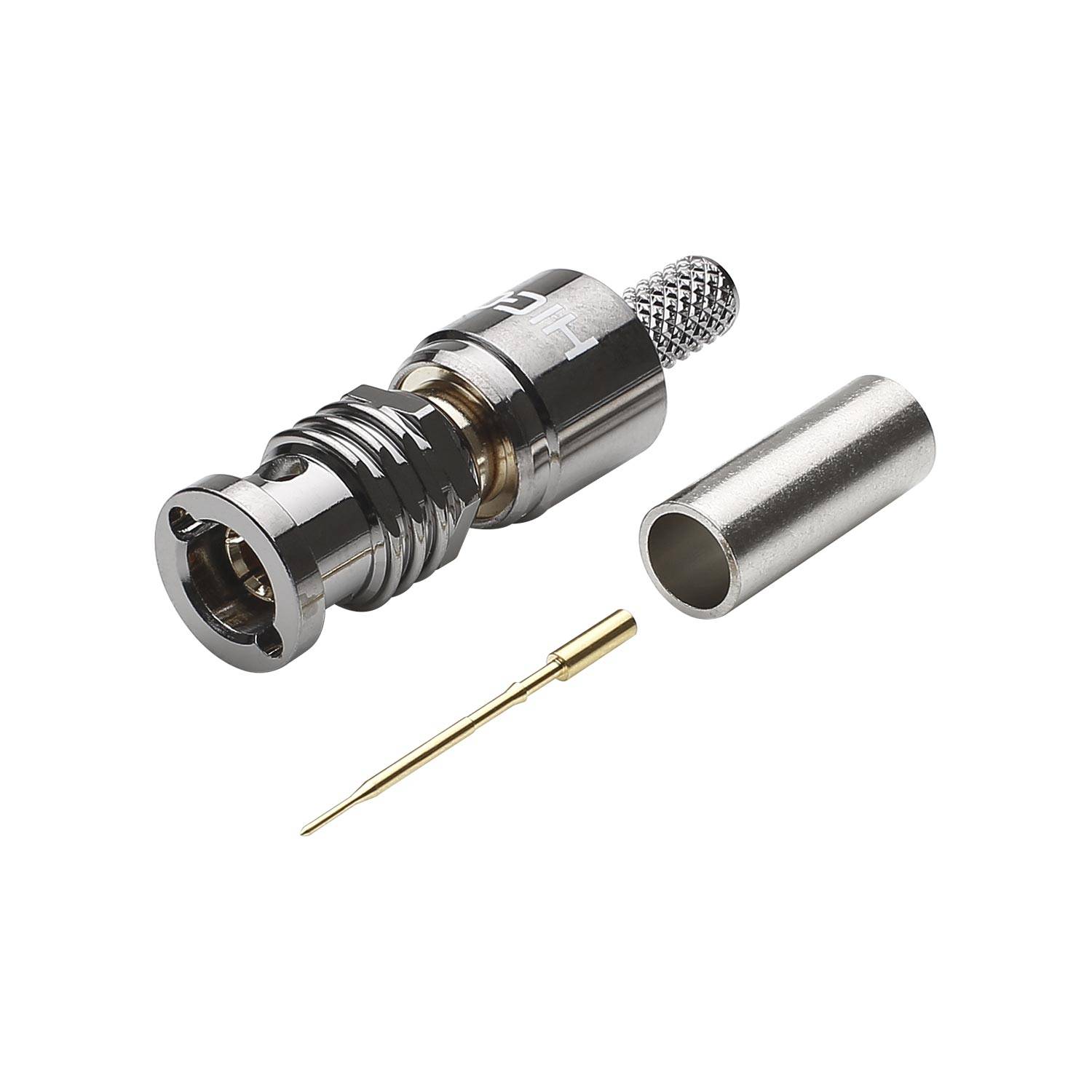 HICON MINI BNC 3G-SDI Crimp-Kabelstecker, gerade, nickel