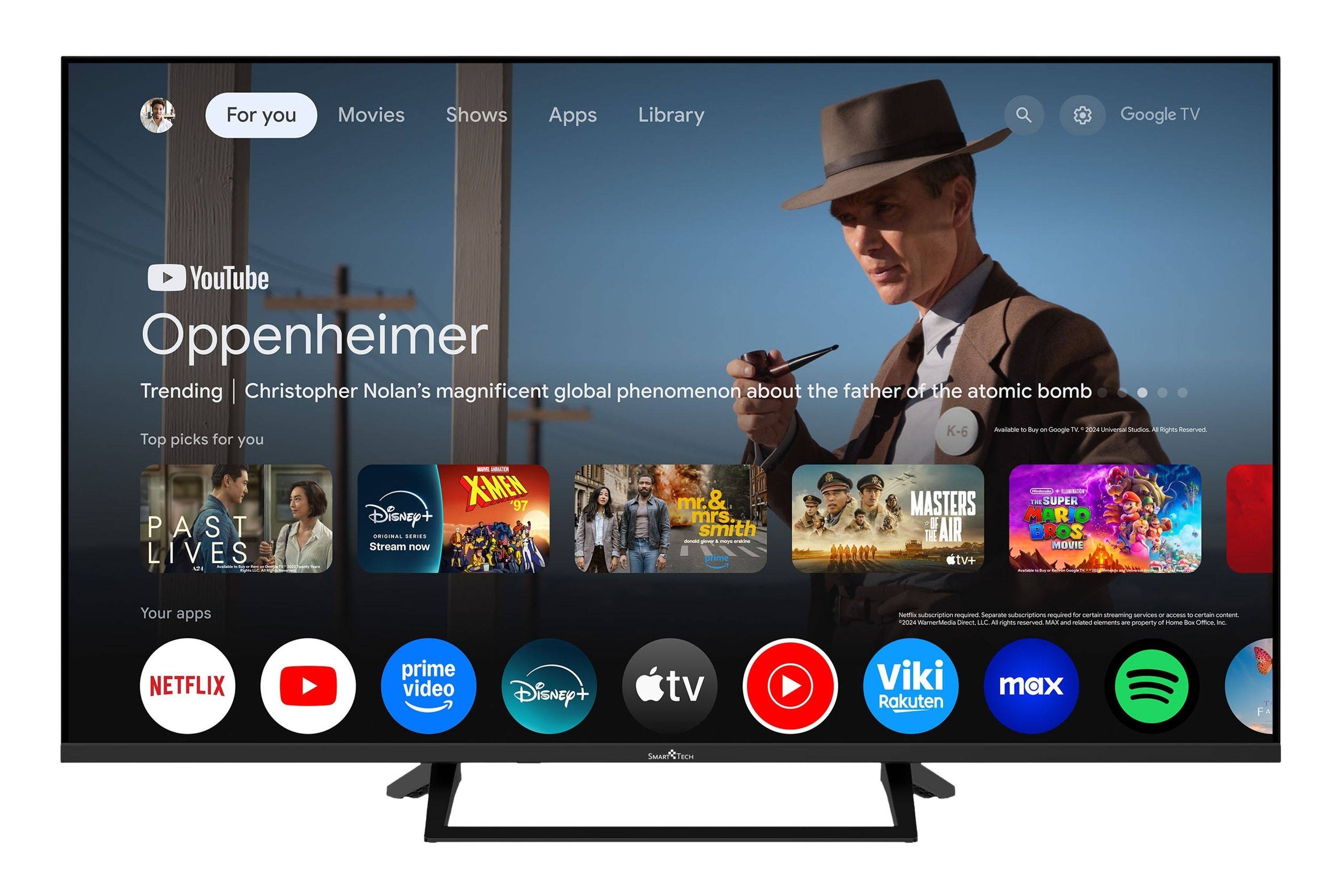 Smart Tech QLED Fernseher 43 Zoll Google TV - HDR Smart TV mit 4K UHD, Bluetooth und Triple-Tuner