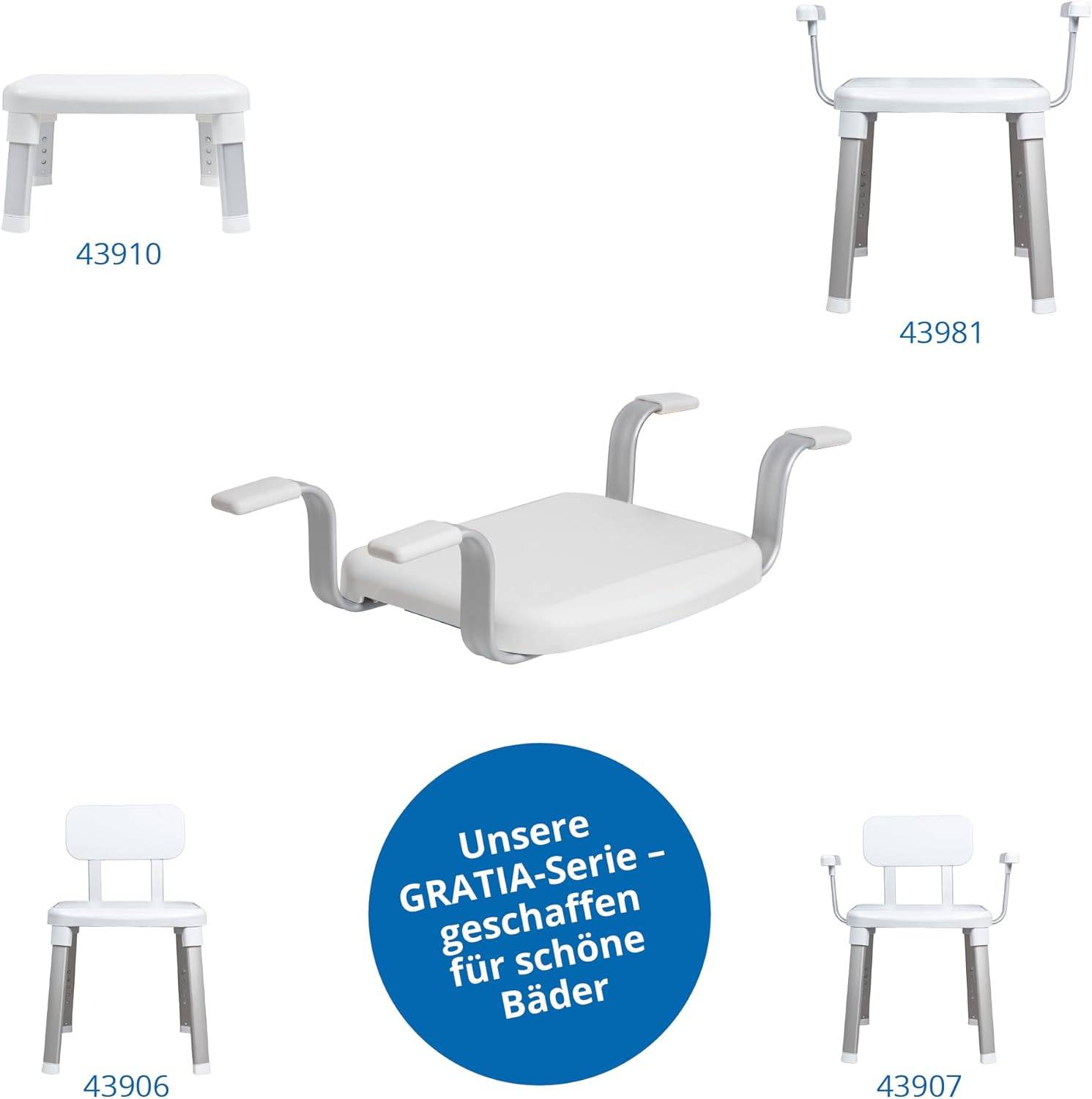 Weinberger Badewannensitz Sitzbrett -150 kg Anti-Rutsch 43909 Weiß B= 52-64 cm