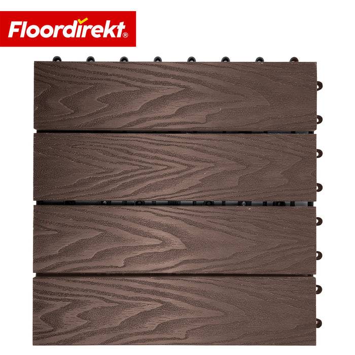 FLOORDIREKT Terrassenfliese Noble 3D - Moderne Klickfliese für Balkon & Terrasse - 30 x 30 cm - Braun - 11er Set