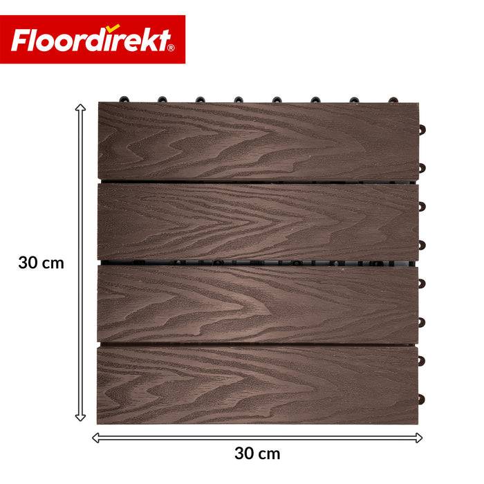 FLOORDIREKT Terrassenfliese Noble 3D - Moderne Klickfliese für Balkon & Terrasse - 30 x 30 cm - Braun - 11er Set