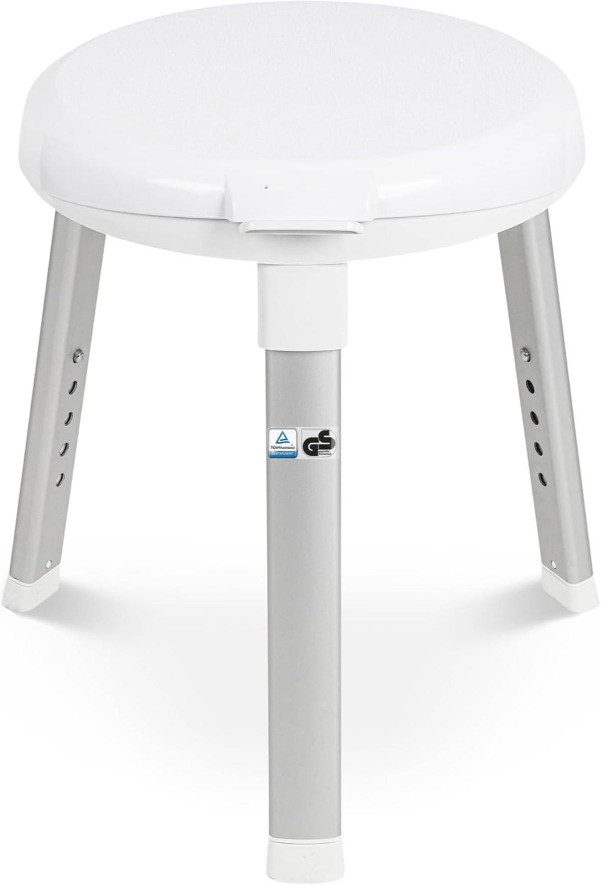Weinberger Duschhocker drehbar Badstuhl Rund 3 Beine höhenverstelbar 48624 Weiß