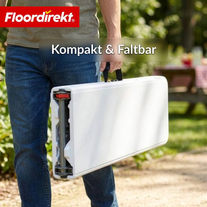 FLOORDIREKT Gartenbank Chiba - Klappbare Sitzbank - Robust & Wetterfest - 183 cm - Weiß