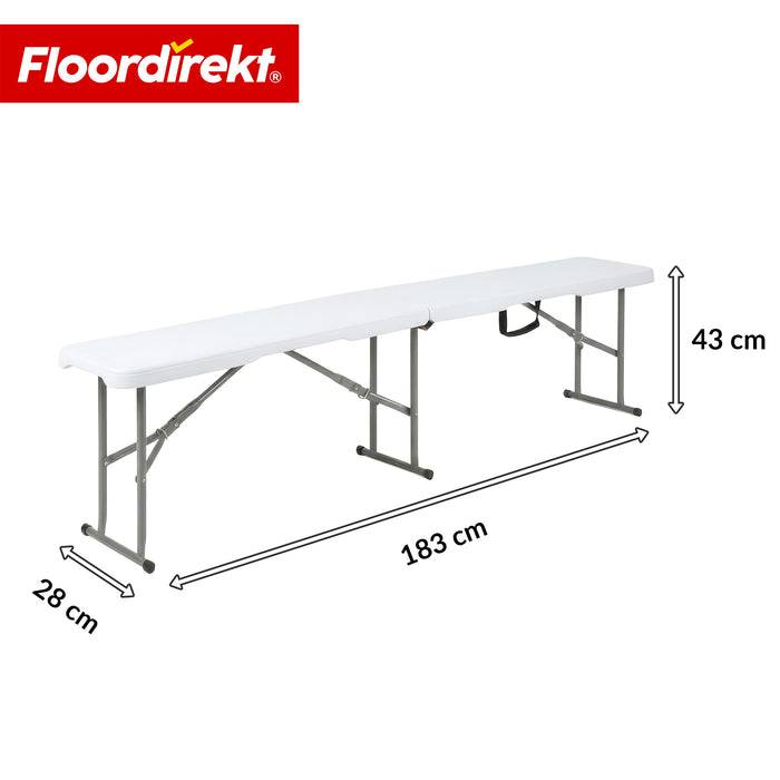 FLOORDIREKT Gartenbank Chiba - Klappbare Sitzbank - Robust & Wetterfest - 183 cm - Weiß