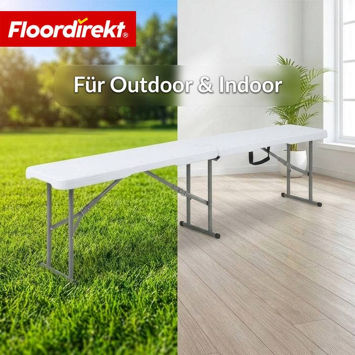 FLOORDIREKT Gartenbank Chiba - Klappbare Sitzbank - Robust & Wetterfest - 183 cm - Weiß