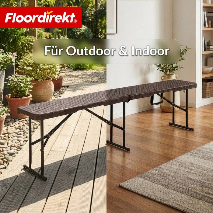FLOORDIREKT Gartenbank Kagawa - Klappbar & Platzsparend - Wetterbeständig - 183 cm - Braun