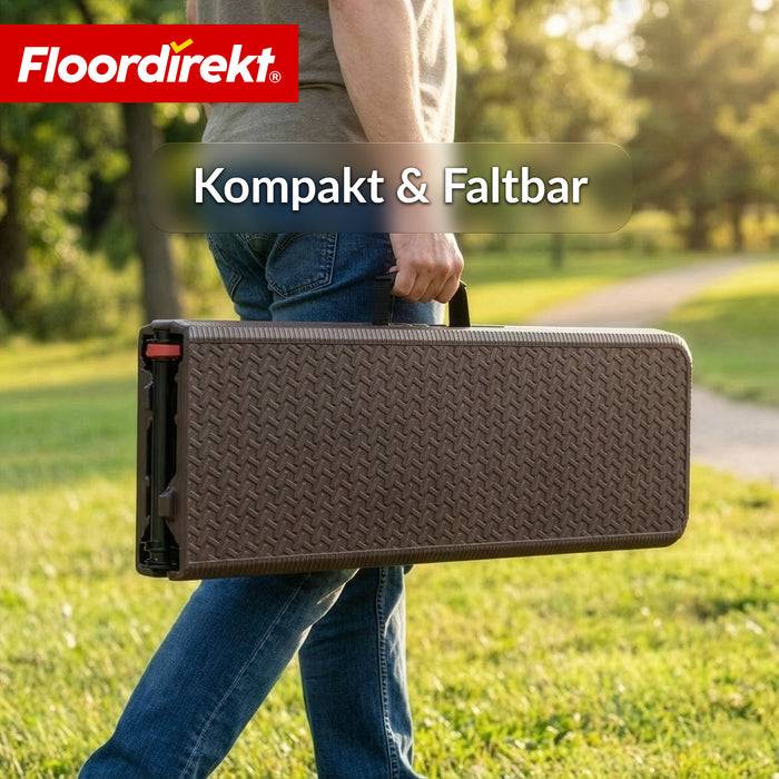 FLOORDIREKT Gartenbank Kagawa - Klappbar & Platzsparend - Wetterbeständig - 183 cm - Braun