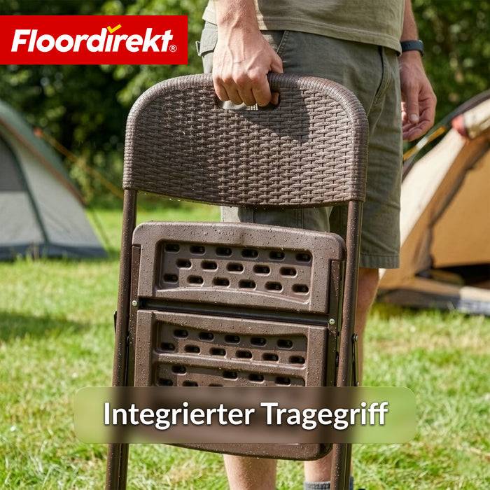 FLOORDIREKT Klappstuhl Niigata - Platzsparend & Wetterfest - 2er Set - Braun