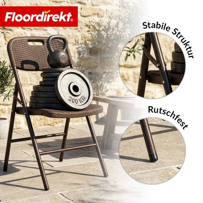 FLOORDIREKT Klappstuhl Niigata - Platzsparend & Wetterfest - 2er Set - Braun