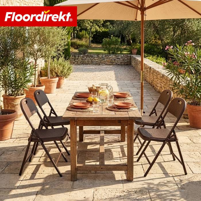 FLOORDIREKT Klappstuhl Niigata - Platzsparend & Wetterfest - 2er Set - Braun